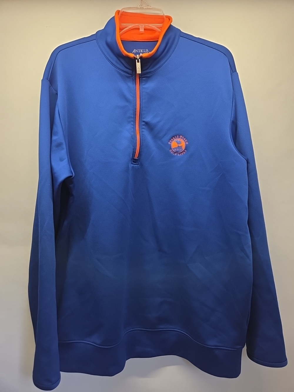 Antigua Pebble Beach Men's Quarter Zip Blue Pullover Size L